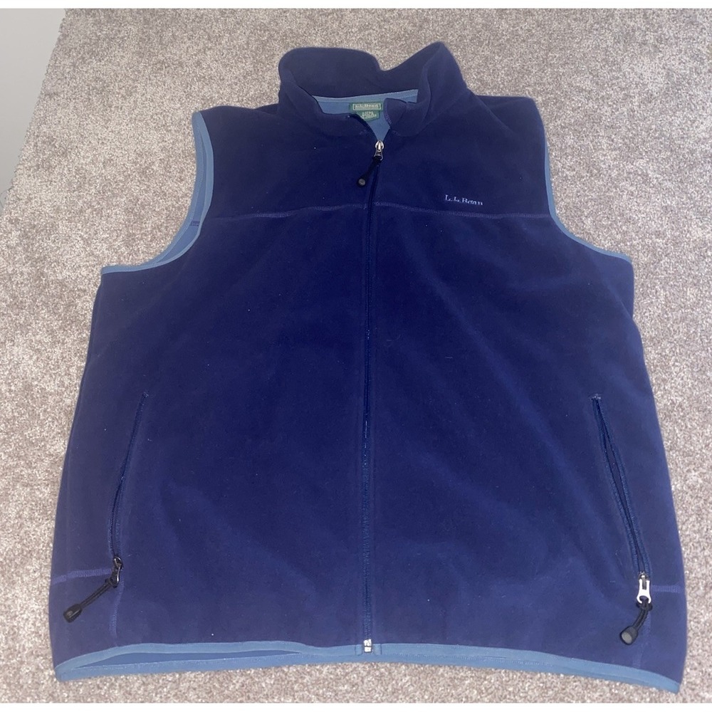 L.L. Bean Fleece Vest Full Zip Men's Size 2XL Blue Performance Golf Dad Outfit‎